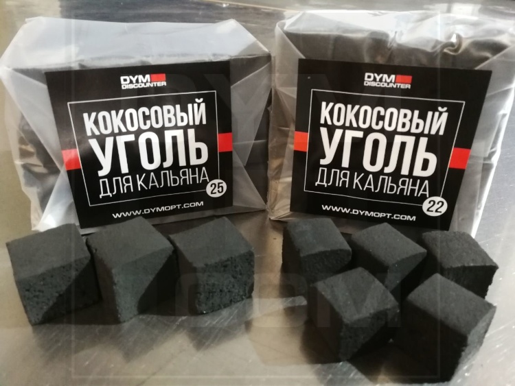 Уголь для кальяна кокосовый DYM Discounter, 1 коробка 20 кг, 22 мм кубик