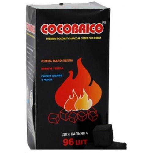 Кокосовый уголь для кальяна Cocobrico 96 куб. 1кг, в коробке 18 кг., 1 коробка